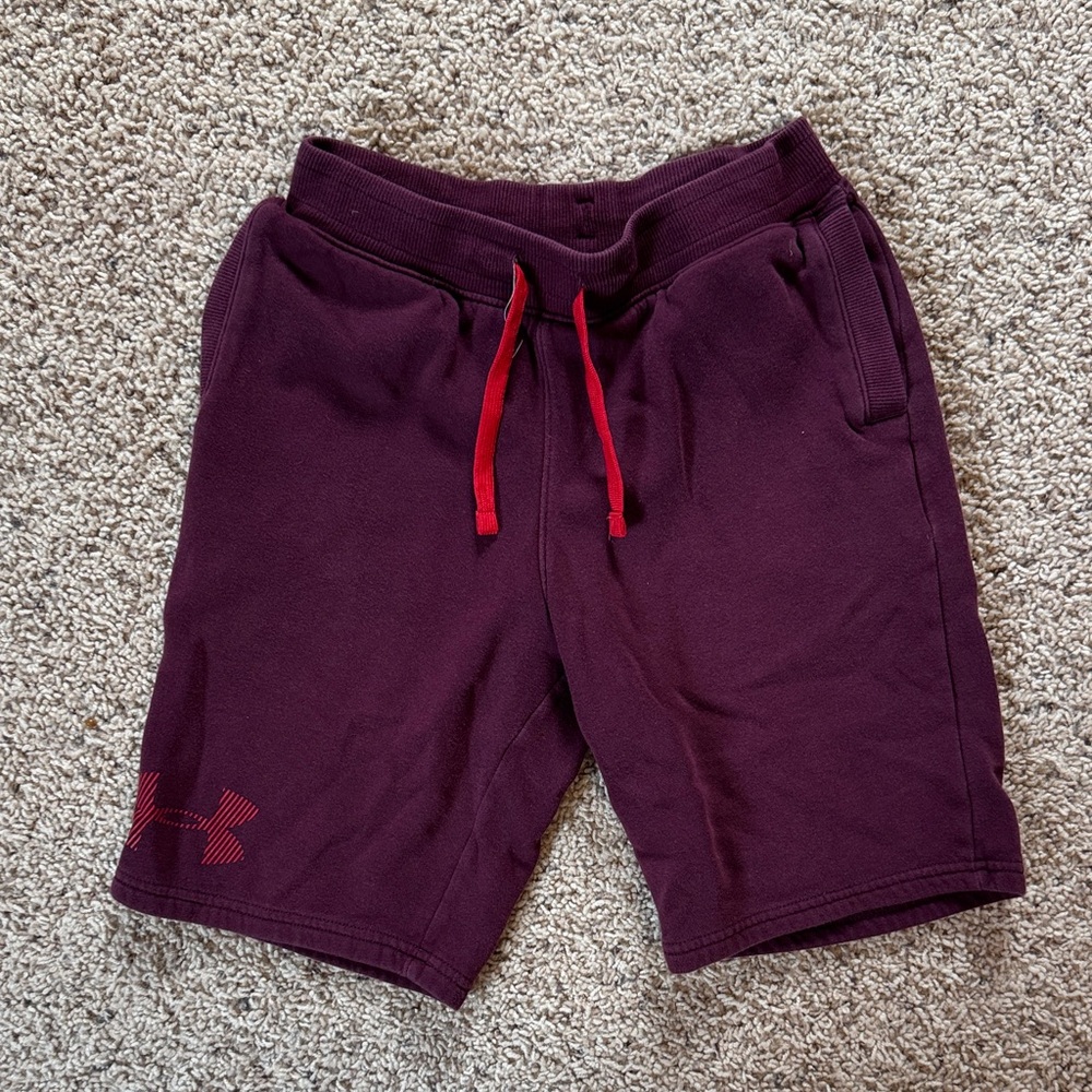 Under Armour Men’s Maroon Athletic Shorts with Red Drawstring